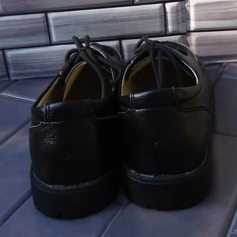 NWOT. SIZE 22.5 / 35. Alpheligance Boy's Kids Black Oxford Leather Dress Shoes.